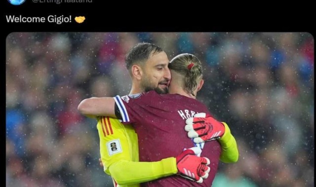 重磅新援加盟！哈兰德社媒晒同多纳鲁马相拥合照：欢迎，吉吉奥！